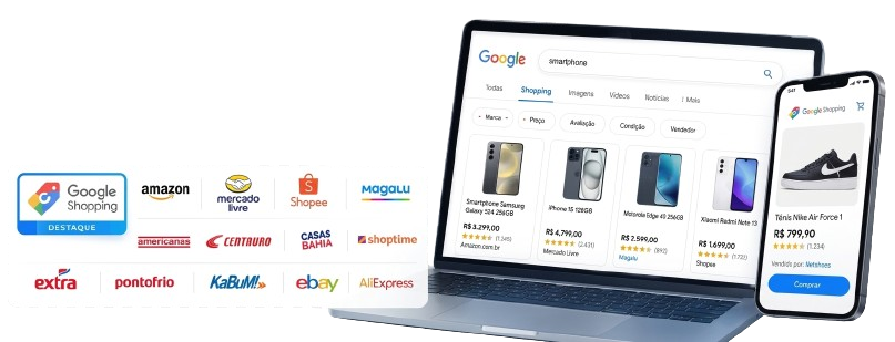 Produtos exibidos no Google Shopping e marketplaces